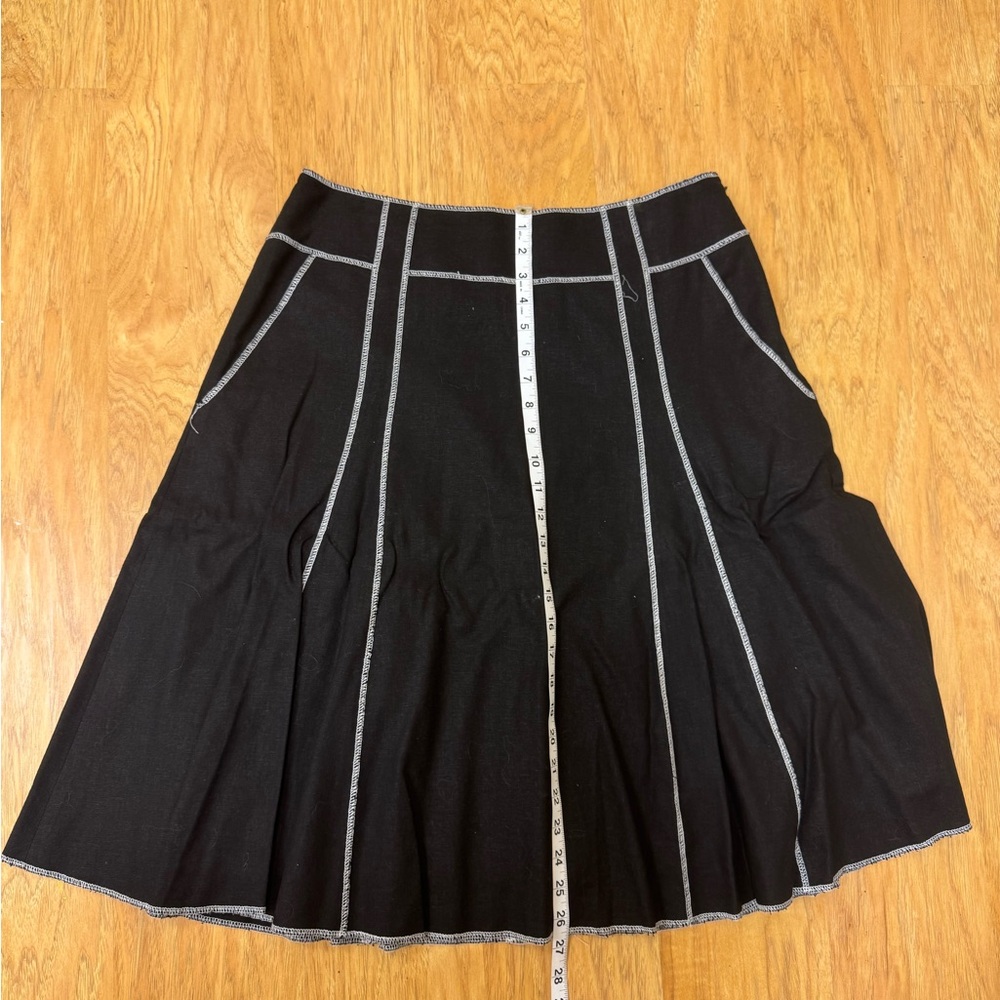 Elegant Black A-Line Skirt with White Stitching - Picture 5 of 6